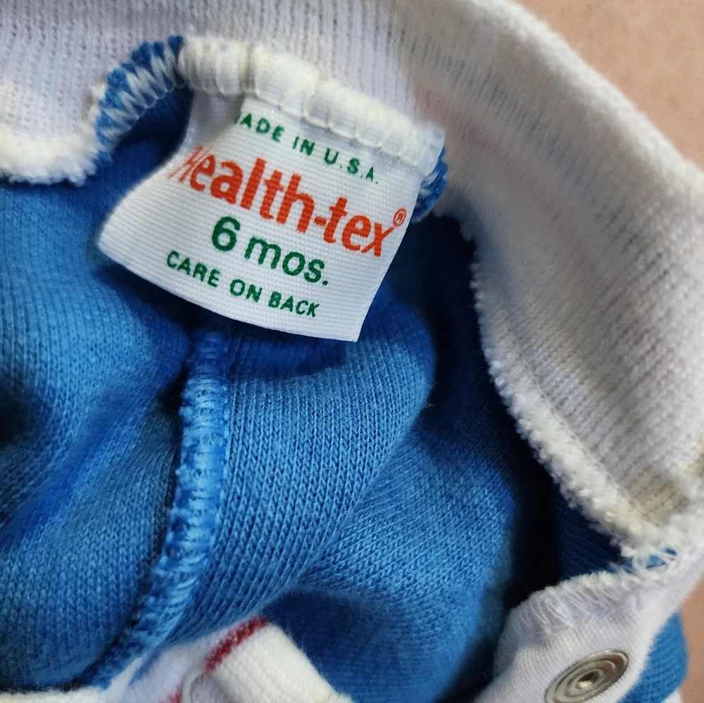 health-tex  Vintage 1980 Blue and White Infant Romper